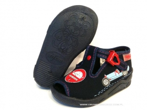 01-947P143 KOALA granatowe kapcie  : WKŁADKI SKÓRZANE : buciki sandałki dziecięce  Befado