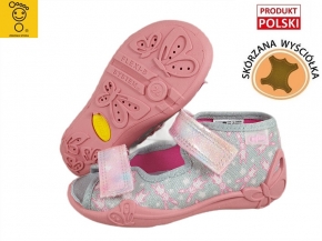 01-342P067 PAPI SZARE W KRÓLICZKI :: WKŁADKI SKÓRZANE :: sandałki kapcie buciki obuwie wcz.dziecięce buty Befado Papi  18-25