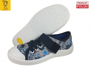 21-351Y041 TIM SZARE półtrampki tenisówki na rzep sznurówki gumki kapcie chłopięce na rzep BEFADO  31-36