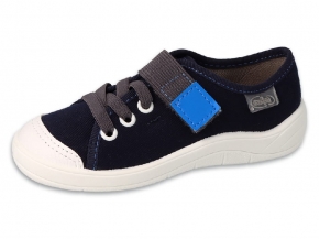 1-351X047 Tim GRANATOWE :: półtrampki chłopięce na rzep i sznurówki gumki kapcie buciki obuwie dziecięce buty Befad