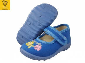 0-L301 c.niebieskie kwiaty: WKŁADKI SKÓRZANE : buciki-kapcie wcz.dziecięce Lemigo Marta