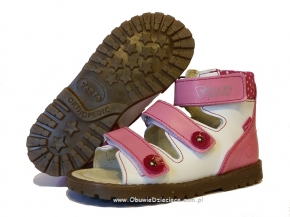 8-1199-04 biało jasno różowe sandały sandałki-kapcie profilaktyczno korekcyjne 19-25  Mrugała Porto