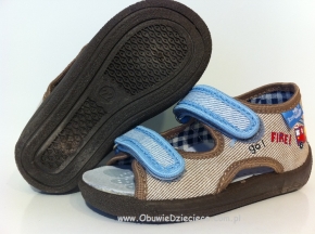 0-13-112 beżowo niebieskie sandałki kapcie obuwie dziecięce wcz.dziecięce Renbut  19-25