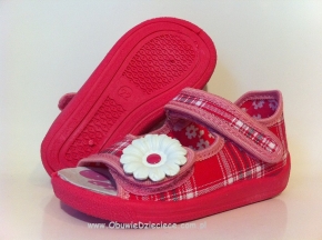 0-13-138L różowe w kratkę sandałki kapcie wcz.dziecięce buty Renbut