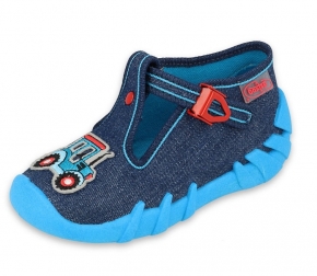 0-110P432 SPEEDY JEANS-GRANATOWE TURKUS TRAKTOR :: kapcie buciki obuwie dziecięce poniemowlęce Befado  18-26
