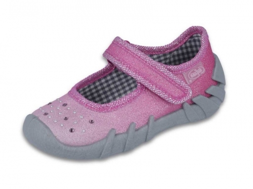 0-109P171 SPEEDY JASNO RÓZOWY brokat :: MIĘKKIE WKŁADKI SOFT-B system ::  kapcie buciki czółenka dziewczęce obuwie dziecięce poniemowlęce