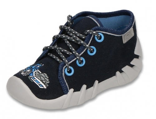 03-130P063 SPEEDY GRANATOWY niebieska koparka kapcie sznurowane buciki obuwie buty dla dziecka wcz.dziecięce  Befado