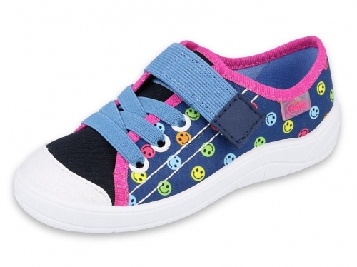 1-251X162 TIM GRANATOWE w kolorowe bużki :: półtrampki na rzep kapcie dziewczęce buciki obuwie dziecięce buty Befado 25-30