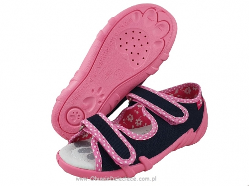 20-33-378PL GRANAT RÓŻ : WKŁADKI PROFILOWANE : sandałki, sandały profilaktyczne  kapcie obuwie dziecięce Renbut  26-30