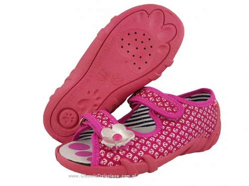 20-33-378 AMARANT KOTWICA różowe w kotwiczki sandałki - sandały profilaktyczne  - kapcie obuwie dziecięce Renbut  26-30