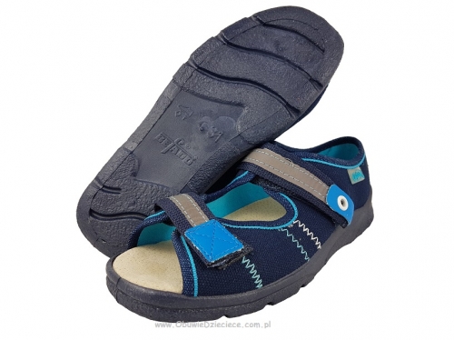 20-969Y115 MAX JUNIOR GRANATOWE sandałki chłopięce : WKŁADKI SKÓRZANE : kapcie dziecięce Befado Max 31-33