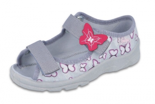 20-969X135 MAX JUNIOR SZARO RÓŻOWE w motylki :: sandałki kapcie, obuwie dziecięce profilaktyczne sandały Befado 25-30