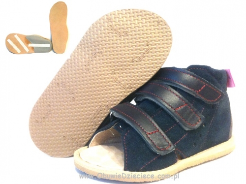 8-1014Ac AURELKA granatowe VIBRAM buty sandałki kapcie profilaktyczne ortopedyczne obuwie dziecięce przedszk. 19-25  AURELKA