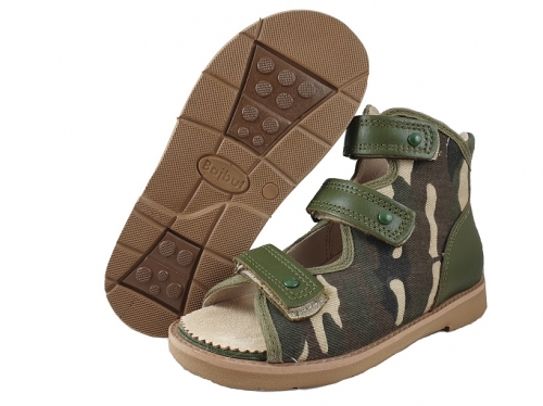 8-B-23mo BAJBUT moro zielony lniane buty sandałki kapcie ortopedyczne-profilaktyczne  przedszk. 19-34  Bajbut