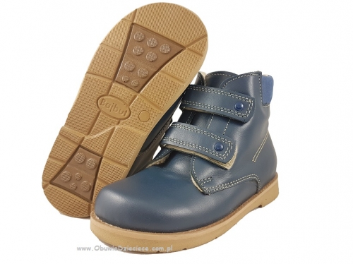 8-B-89gr granatowe buty, trzewiki na rzepy zimowe z futrem, obuwie dziecięce przedszkolne 19-34  Bajbut
