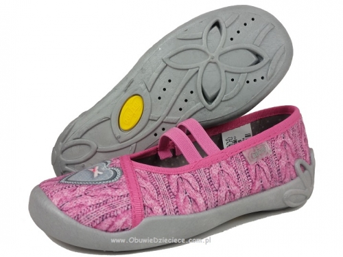1-116X206 BLANCA różowe z serduszkiem balerinki czółenka dziewczęce kapcie buciki obuwie dziecięce  Befado  25-30