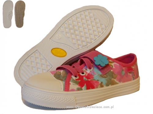 1-429X002 Funny  półtrampki na rzep różowo fioletowe kwiatki kapcie buciki obuwie dziecięce Befado 26-30