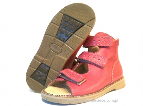 8-B-26rż BAJBUT RÓŻOWE buty sandały : WKŁADKI SKÓRZANE ORTO SUPINUJĄCE : trzewiki kapcie ortopedyczne profilaktyczne dziecięce 19-34  Bajbut