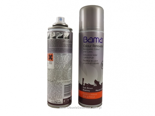 13-S19 BAMA DARK BROWN COLOUR RENOVATOR 250ml - Brązowy Spray do odświeżenia i pielęgnacji skór zamszowych i nubukowych   - BAMA DE