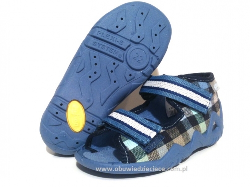 01-250P010 SNAKE niebieskie w kratkę sandałki kapcie buciki obuwie wcz.dziecięce  Befado Snake 18-25