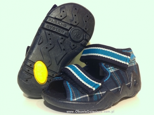 01-250P028 SNAKE czarno granatowe w kratkę sandalki kapcie buciki obuwie dziecięce wcz.dziecięce buty Befado Snake