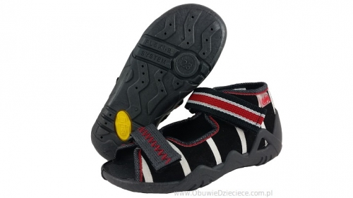 01-250P043 SNAKE czarno szare w białe paski sandalki kapcie buciki obuwie dziecięce wcz.dziecięce buty Befado Snake