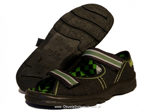 20-969X083 MAX JUNIOR szaro zielone sandałki - kapcie dziecięce Befado Max