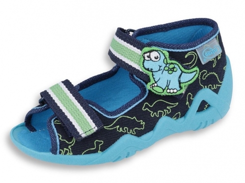 01-250P088 SNAKE GRANATOWE z dinozaurami - sandalki kapcie buciki obuwie dziecięce wcz.dziecięce buty Befado Snake