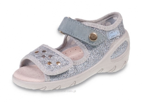 20-433X018 SUNNY srebrno szare z ozdobnymi ćwiekami sandałki sandały profilaktyczne kapcie obuwie dziecięce Befado  26-30