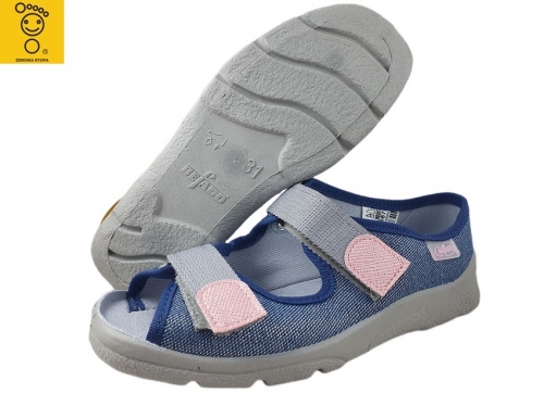 20-969Y167 MAX JUNIOR GRANATOWY BROKAT  sandałki kapcie dziecięce Befado Max  31-33