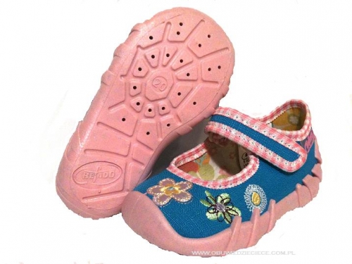 0-109P016 SPEEDY niebiesko różowe  kapcie-buciki-czółenka dziecięce poniemowlęce Befado 20-25