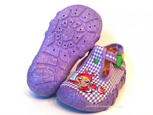 0-110P046 SPEEDY fioletowe kapcie buciki obuwie dziecięce poniemowlęce Befado  18-26