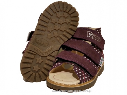 8-1210-50 c.fioletowe w  kropki buty sandałki kapcie profilaktyczne ortopedyczne przedszk. 26-30  Mrugała