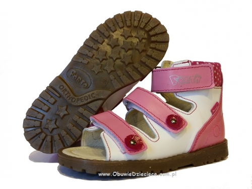 8-1299-04  biało jasno różowe buty-sandałki-kapcie profilaktyczne przedszk. 26-30  Mrugała