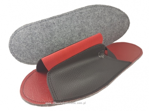 10-210/1D czarno czerwone ochronne filcowe/tworzywowe obuwie muzealne, wielorazowego użytku ochraniacze na buty DAMSKO MĘSKIE  30,5cm  Bisbut  ( 36