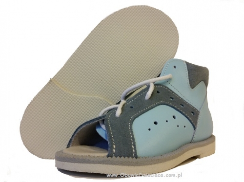 8-BP38MA/B KUBA błękit j.niebieskie kapcie sznurowane sandałki obuwie profilaktyczne przed+szkolne 27-34 buty Postęp