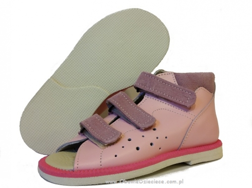 8-BP38MP/B MIGOTKA RÓŻ JASNY kapcie na rzepy sandałki obuwie profilaktyczne przed+szkolne 27-34 buty Postęp