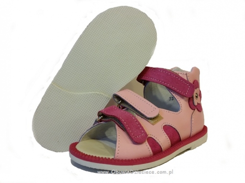 8-BP222dP/B  j.różowe kapcie na rzepy sandałki obuwie profilaktyczne przed+szkolne 27-34 buty Postęp