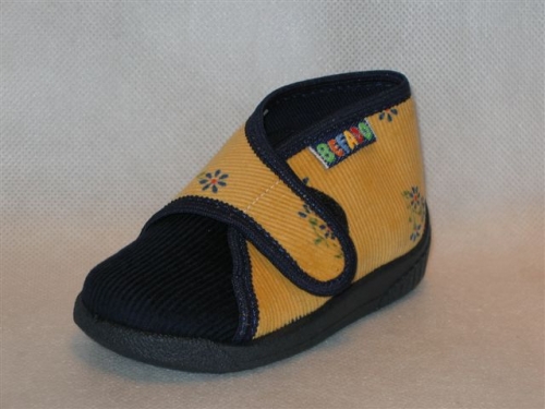 02-716P090 KAY granatowo żółte kapcie buciki obuwie na rzep wczesnodziecięce buty dla dziecka Befado  18-25