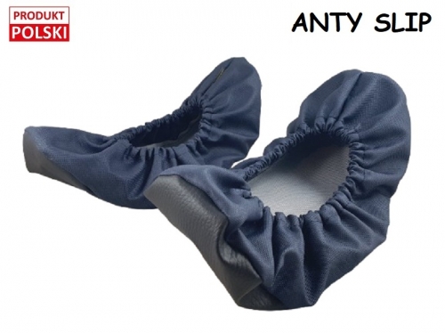 10-102/1APS GRANATOWE ANTYPOŚLIZGOWE ortalionowe - spody skóropodobne ochraniacze na buty, wielorazowe obuwie ochronne, ochronniki, pokrowce