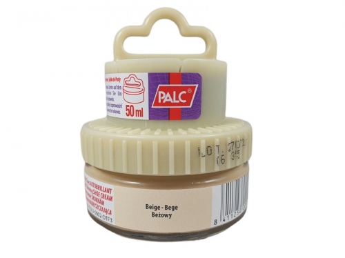13-PC19 PALC KREM BEŻOWY do obuwia, Shoe Cream neutral słoik z aplikatorem i gąbką 50ml - bezbarwna pasta woskowa nabłyszczająca do skór lico