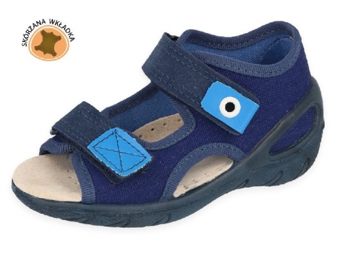 20-065X170 SUNNY GRANATOWE sandałki : WKŁADKI SKÓRZANE  : sandały profilaktyczne  - kapcie obuwie dziecięce Befado  26-30